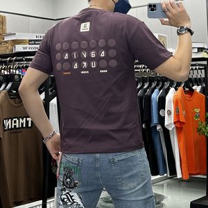 Short sleeved T-shirt Men's Slim Fit Trend Back Letter Printed Embroidered Round Neck Shirt Top Summer New Fashion Man Clothing