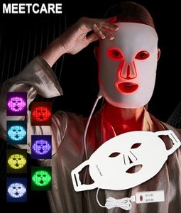 LED 7 färger Silikongel Gel ansiktsmask hudföryngring Pon Light Therapy Ansiktsbehandling PDT Masker Anti Wrinkle Acne Draw Hud Care1717851