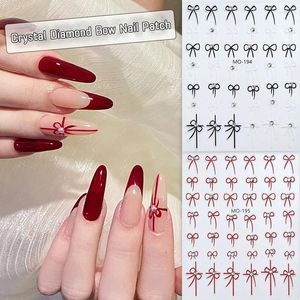 Nail Art Decorations 1pc Small Bow Ribbon Bowknot Stickers High Quality Crystal Diamond Design Adhesive Decoration