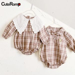 One-Pieces Spring Twins Clothes Baby Girl Clothes Lace Collar Baby Boy Clothes Cool Bowtie Bodysuit For Newborn Children Clothing Jumpsuit