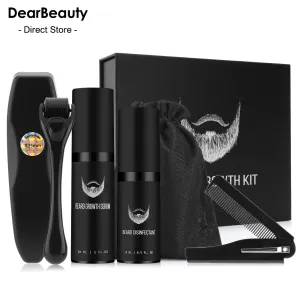 Shampoocondizionatore 4pcs/set di crescita barba kit di barba uomini potenziatore per capelli più spessi set olio sier