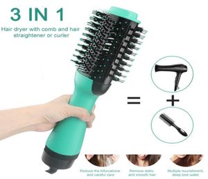 Electric Heating Comb Hair Straightener Curler Professional Salon One Step Dry Wet Two Using Hair Dryer Brush241h2855344