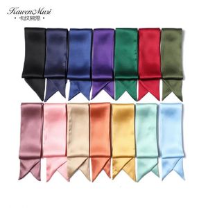 Nautral Silk Scarf For Hair Head Ribbon Korean Female Narrow Strip Solid Color Wide headband wristband 240410