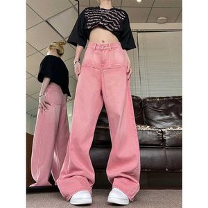 Frauen Jeans koreanische Mode Strtwear Frühling Herbst Wide Leghose High Taille Women Baggy Jeans All-Match Vintage Denim Hosen weiblich Y240422