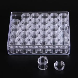 Display Acrylic Clear Box with 30pcs Separate Small Bottle with Lids Glitter Sample Vials Containers Organizer Handmade Jewelry Storage