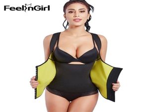 Feelingirl Women039s Sweat Body Shaper Tummy Fat Burner Slimming Vest Weight Loss Shapewear Neoprene Waist Trainer 3 Hooks 20128704777