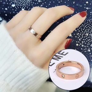 Anel estrelado do amor anéis de titânio aço a aço incolor 18k Rose Gold Gold Diamond Diamond Simple Mens Wedding Ring Star Mesmo Ring Gift