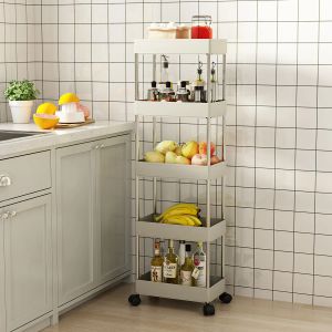 Racks 2/5 Tier Gap Rolling Storage Cart mit hoher Kapazitätsregal bewegliche Lagerregal Küche Badezimmer Schlanker Organisatoren Aufbewahrungswagen