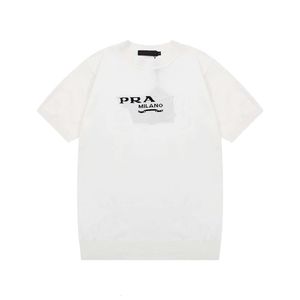 ハイバージョン新しいトレンディブランドPファミリーニット半袖ピュアコットンカップルルーズTシャツ男性と女性のためのトップラウンドネック