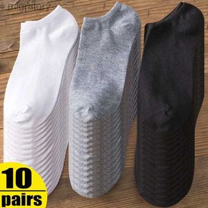 Erkek Çoraplar Erkek ve Kadın Pamuk Nefes Alabası Kısa Çoraplar Görünmez Spor Solcu Dosya Siyah Beyaz Gri 10 Çift 5 Çift YQ240423