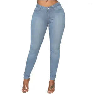 Jeans femininos Sexy Hip Slim Womens Skinny calça jeans inferior Cantura alta Ladies femininas moda de bolso elástico para cima