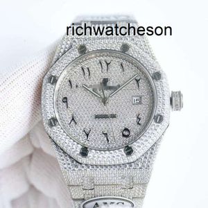 AP Menwatch feminino Luxo DiamondEncrusted Relógio Designer Full Diamond Watch Ice Aps Out Men Watch Ap Menwatch i523 Movimento mecânico de automóveis Uhr Crown Bu