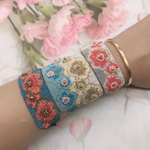 Fios Bluestar Mulheres Miyuki Bread Bread para joalheria Plum Blossom pulseras mujer moda flor Faixa de braço trançada artesanal