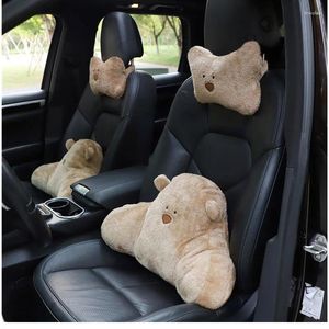 Kudde Cartoon Bear S Plush Car Seat Pillows Neck Protection Decoration Lumbal Office Back For Bed