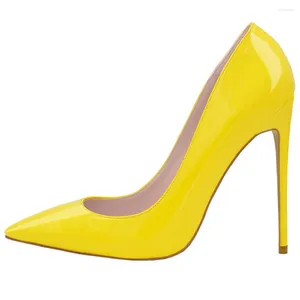 Dress Scarpe Lovirs Women Women Stiletto Yellow Pumps chiuse Teli alti Partito di nozze superficiali