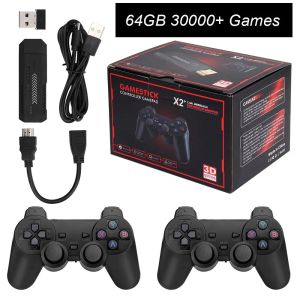 Консоли X2 Plus 128G 40000 Game GD10 Pro 4K Game Stick 3D HD Retro Video Game Консоль беспроводной контроллер TV 50 для PS1/N64/DC