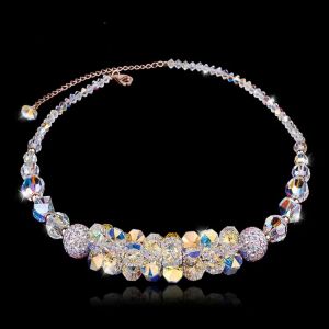 Collane Fashion Shiny Crystal Transparent Perle Collace Catena Collane per donne Girl Nuova Trend Regali per feste Gioielli