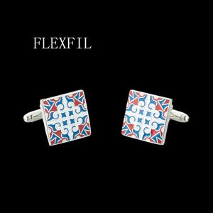 リンクFlexFil Shirt Cufflinks Men's Brand Cuff Bottons Cuff Links Gemelos High Quality Enamel Square WeddingAbotoaduras Jewelry