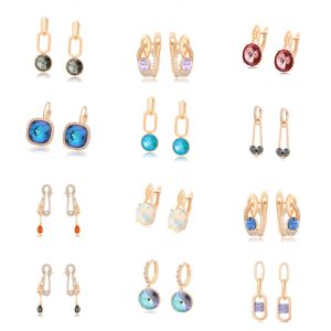 Earrings Xuping Jewelry Store New Arrival Copper Alloy Charm Gold Plated Lovely Crystal Earrings for Women Girl Jewellery Birthday Party