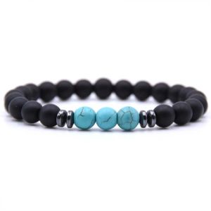 Strands 1pc Black Tourmaline Matte Matte Stretch Stretch Bracelets Gifts for Women Men Energy 7 Chakra Healing Yoga Braggley Gioielli