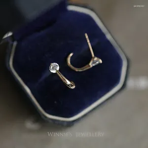 Stud Earrings Original 925 Sterling Silver 14k Gold Zircon Geometry Simple Ring For Women Elegant Jewelry Jewellery Money