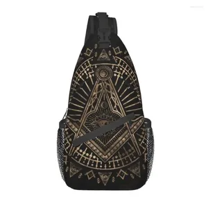 Rucksack coole Freimaurer -Freimaurerei Symbol Crossbody Sling Männer Freimaurer Schulter Chests -Taschen für das Fahrradfahren