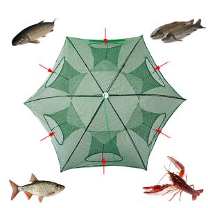 Aksesuarlar Şemsiye Net Katlanır Fishnet ıstakoz Sepet Balıkçılık Kafesi Balık besleyici yakalayıcı ıstakoz karides tuzağı yengeç kafes aracı 420 delik