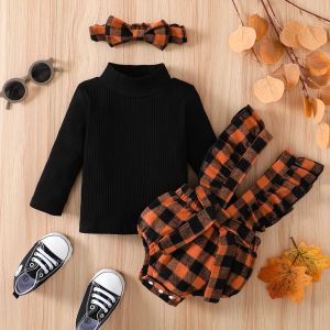 Sets Ma Baby 018M Christmas Newborn Infant Baby Girl Clothes Set Knit Long Sleeve Tops Plaid Overall Romper Outfits Xmas Costume D01