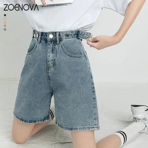 ZOENOVA Belted Shorts Jeans Women Baggy Y2K Fashion Straight Vintage Streetwear Denim Summer Loose Femme Short Pants 240407