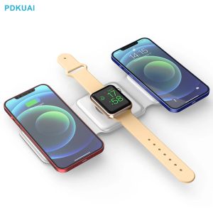 Ładowarki 15 W Stoloable Wireless Ładowarka 3 w 1 magnetyczna szybka stacja ładowania dla iPhone'a 15 14 13 12 11 XR x 8 Apple Watch Airpods Pro