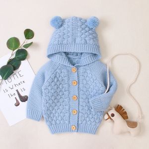 Coats Spring Autumn Newborn Infant Baby Girl Boy Cardigan Clothes Winter Jacket Warm Coat Knitted Sweater Hooded Button Outwear