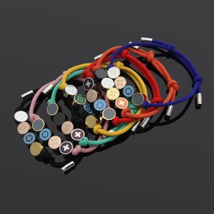 Color Drop Oil 4 Round Brand Draw Rope Bracelet Trade Color Rope Bracelet Women's Classic Fashion Single Item Adjustable couple bracelet with colored beads
