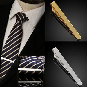 Clips 1pcs Men Stainless Steel Tie Clip Gold Silver Bar Brooch Clasp Chic Fashion Solid Color Slim Collar Useful Tie Pin Necktie Clasp