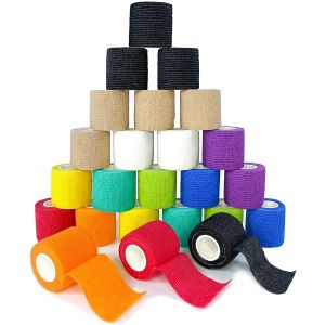 Pads 24 Rolls Self Adhesive Bandage Wrap Breathable Self Adherent Wrap for People & Pets Athletic Elastic Cohesive Bandage