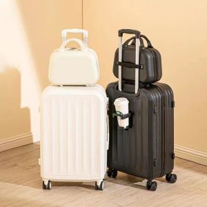 Luggage Luggage New Durable Suitcase Cup Holder Women Travel Bag Cabin Carry on Rolling Luggage Set Men Suitcases Bag Trolley Case