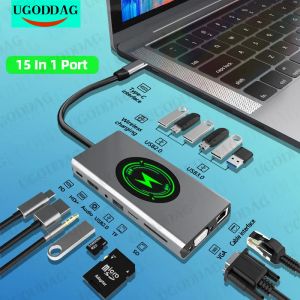 Hubs USB Typ C zu HDMICOMPATIBLE WLAN -Ladung USB 3.0 Adapter Typ C Hub Hub Dock für MacBook Pro Air USB C Splitter Converter