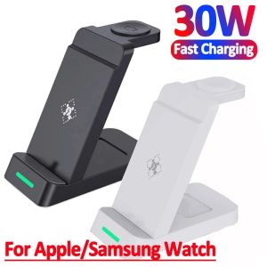 Şarj Cihazları 30W 3 Derna 1 Kablosuz Şarj Cihazı İPhone 14 13 12 11 X Apple Samsung AirPods Pro Iwatch Hızlı Şarj Dock İstasyonu