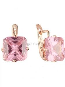 Dangle Kronleuchter FJ Luxus Hochzeit Frauen Ohrring Roségold Farbe 585 Schmuck Mode Big Square Pink/Weiß/Grün/rot/blau Zirkon Drop Ohrring D240323