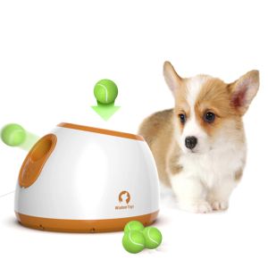 Toys Pet Toys Tennis Launcher Automático Hine Pet Ball Throw Disposition 3/6/9m Seção de seção com 3 bolas Treinamento de cães