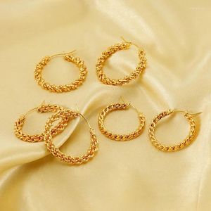Hoop örhängen vintage rostfritt stål chunky runda för kvinnor som trender guldpläterade geometriska öronhoppar smycken gåva