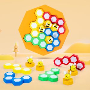Logiskt tänkande Fokusträningsleksaker Barn Montessori Träbiet Story Board Games Bee Hive Catching Bees Pass Game