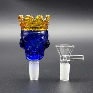 Big Glass Tobacco Bowl Heavy Thick Skull With Crown 14mm 18mm Male Joint Slide Bowl Piece Accessories For Bongs Water Pipes Custom Smoking Bowls