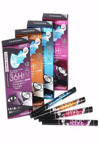 Anqina 36h vattentät eyeliner yanqina makeup blyerts svart brun blå lila 4 färger penna ögonfoder kosmetics2595066