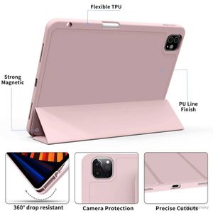 タブレットPCケースバッグiPad Pro for iPad Pro 11インチ4/3/2世代ペンシルホルダーケースフォーiPad Air 4/5th Gen 10.9 Mini 6 Trifold Stand Smart Case