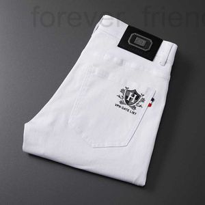 Projektant dżinsów męskich prosty światło luksusowe męskie czarno-białe długie spodnie z 9-calową małą prostą rurką przeciw wybuchającą nową tkaniną trzy dowodową tkaninę 8uzo