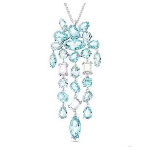 Luxury Gema Blue Austrian Crystal Bracelet Earrings Necklace Set Jewelry Women Valentines Day Brand Shine Sea Blue Stone Dopamine Earring Bracelets Necklaces Gift