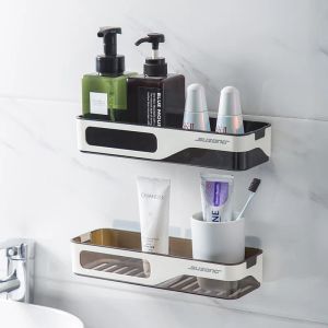 Racks Wall Mounted Bathroom Organizer Shelf Cosmetic Shampoo Storage Rack Kitchen Plastic Holder Household Items Bathroom Accessories