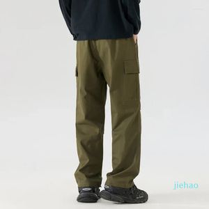 Calça masculina outono casual lowear de bolso solto e versátil perna reta
