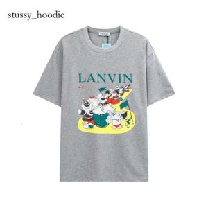 Lanvin camiseta masculina e teeslanvins camiseta bordada lanvin designer estampado estilo polar desgaste com rua puro algodão feminino tshirts 5165