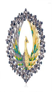 Brosches cindy xiang vintage emalj stor påfågel brosch stift för kvinnor kreativa strass söta djur fågel tillbehör smycken3002852